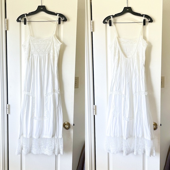Spell Peaches Lace Slip Dress Boho Ivory Midi White Small EUC - Picture 2 of 8